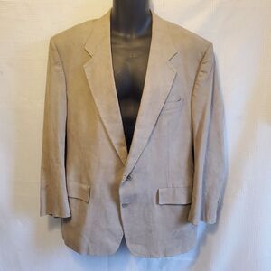 Vtg Christian Dior Monsieur Mens Sz L Blazer Tan Cream Suede Sport Coat Jacket